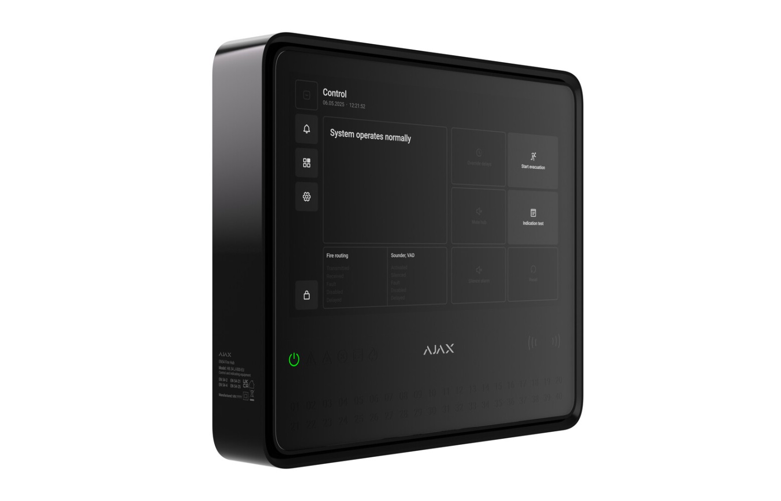 AJAX EN54 Fire Hub Jeweller zwart brandmeldcentrale AJAX EN54 Fire Hub Jeweller zwart met touchscreen bediening