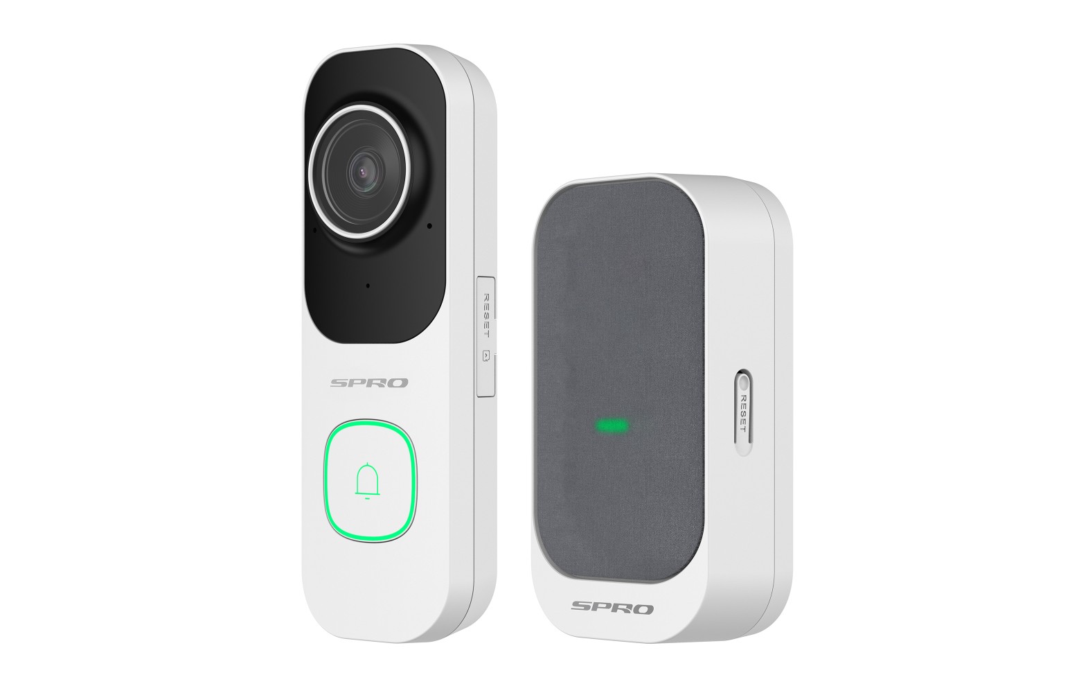 SPRO DHDBKIT01-W 4MP Wi-Fi 6 video deurbelset wit VI-DB01-W met draadloze binnengong VI-CHIME01-G bij JBN Security