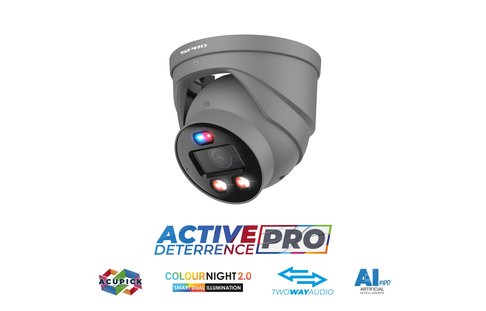 SPRO 6MP IP Turret ACTIVE DETERRENCE PRO - Grijs SPRO 6MP IP Turret ACTIVE DETERRENCE PRO security camera gray
