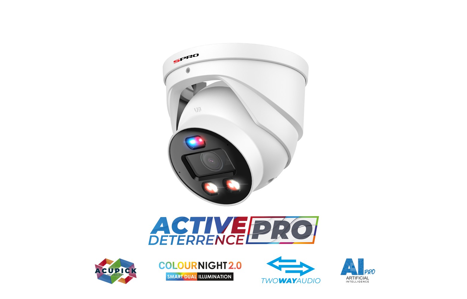 SPRO 6MP IP Turret ACTIVE DETERRENCE PRO – Blanc Caméra de sécurité SPRO 6MP IP Turret ACTIVE DETERRENCE PRO, blanche