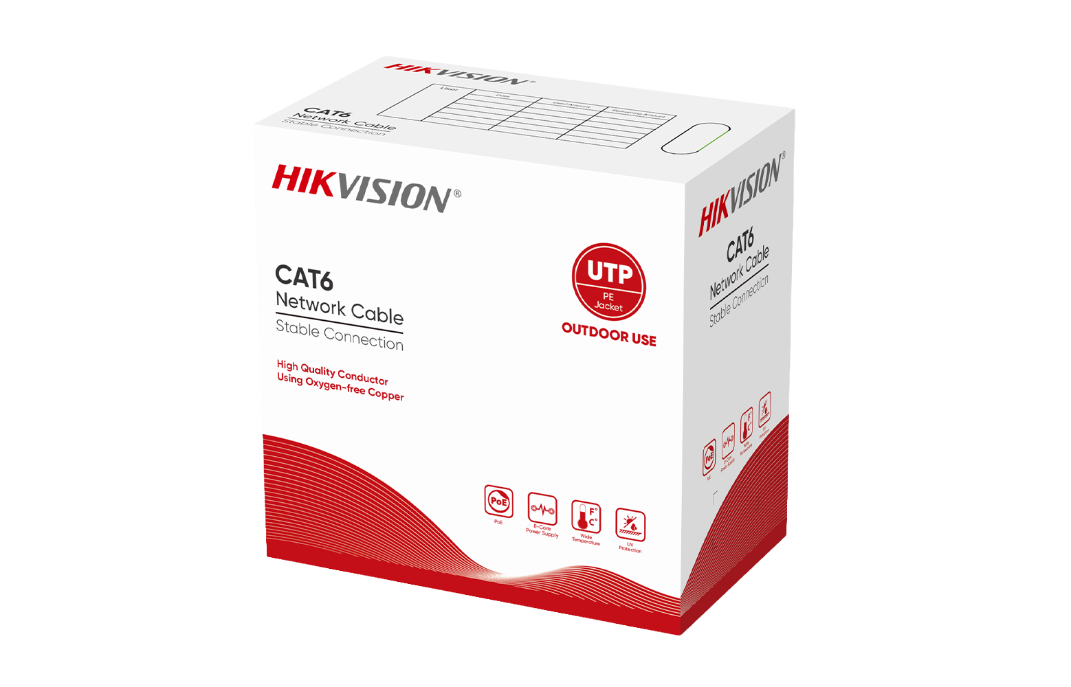 Hikvision DS-1LN6OUSPE Cat6 UTP Kabel 305m Zwart Hikvision DS-1LN6OUSPE Cat6