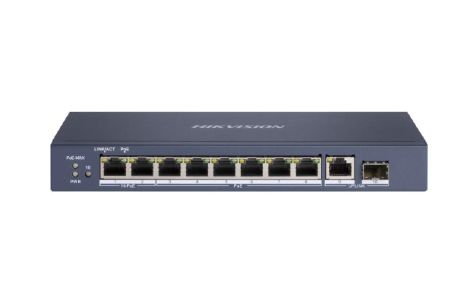 DS-3E0510HP-E, Hikvision Gigabit PoE Switch unmanaged, 8 poorts