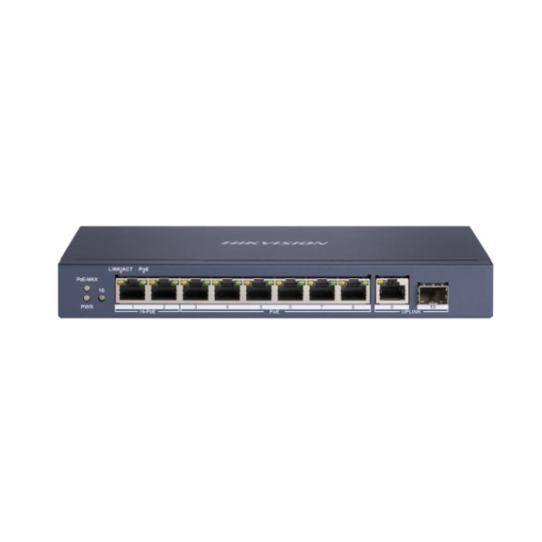 DS-3E0510HP-E, Hikvision Gigabit PoE Switch unmanaged, 8 poorts