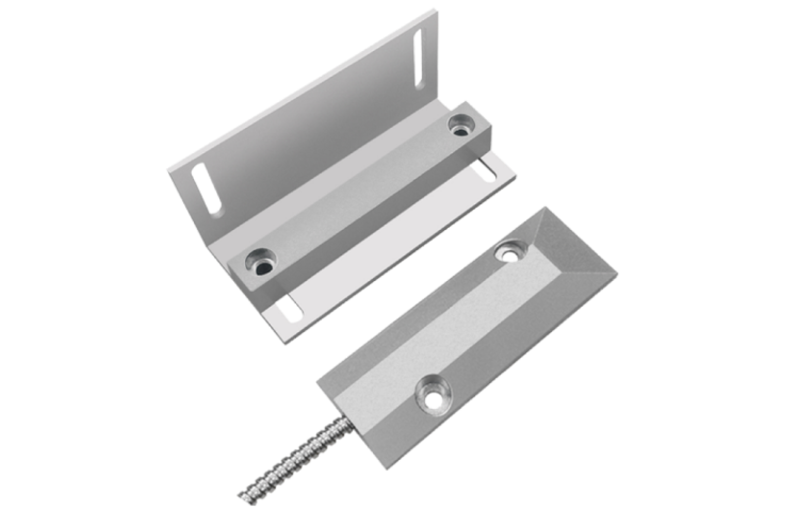 MC-RMMC-L magnetic contact compatible with Ajax DoorProtect, installed on a rolling door.