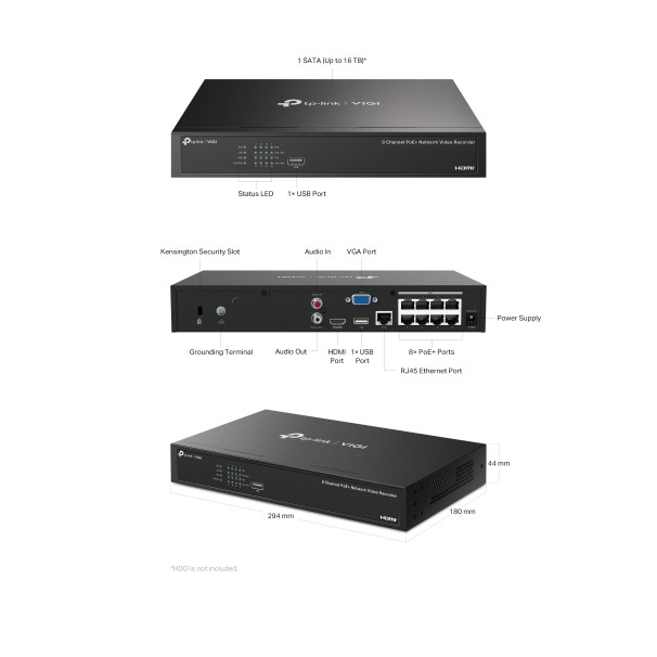 NVR1008H-8P – 8-channel PoE+ recorder