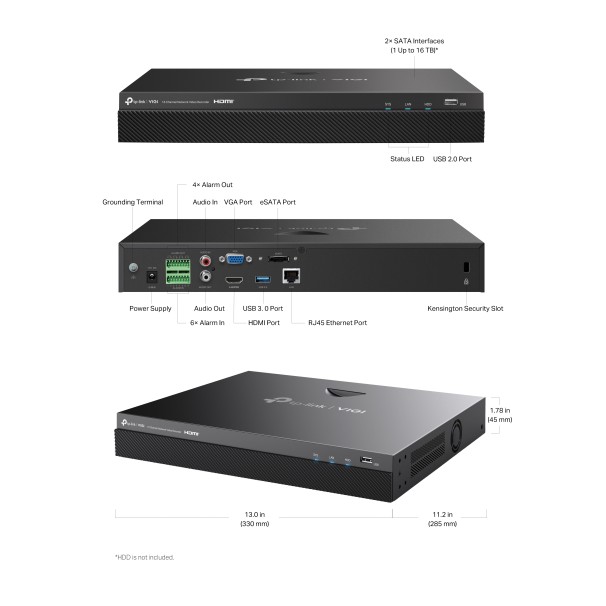 NVR2016H – VIGI 16-Channel Network Video Recorder