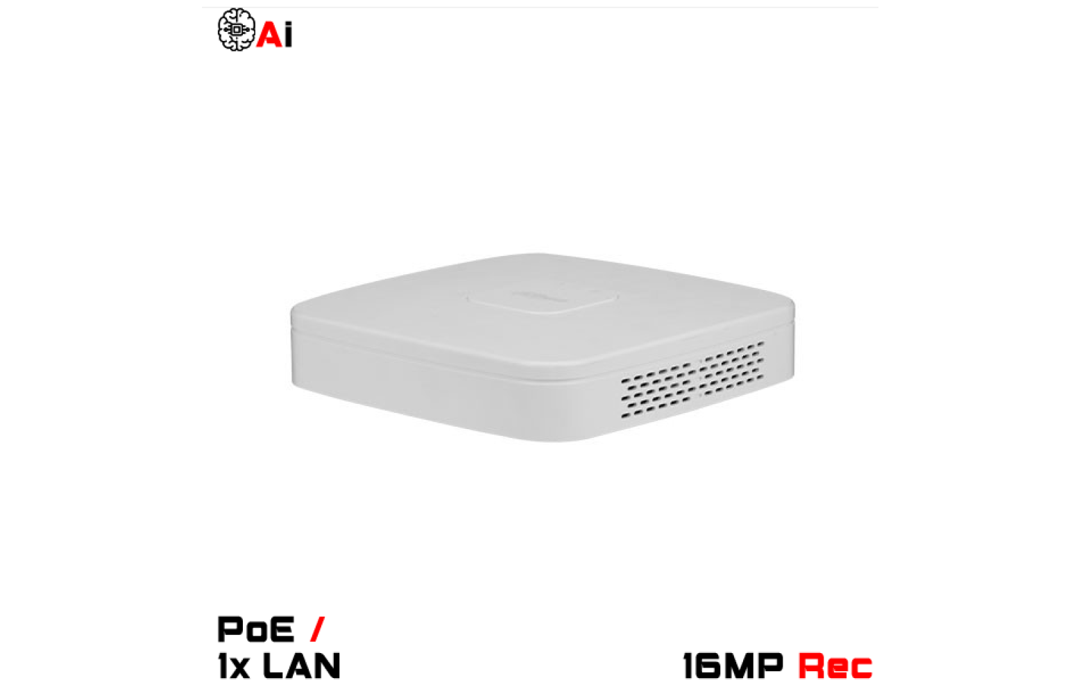 NVR4104-P-EI Dahua, 4x PoE, Zonder Opslag, Geschikt voor 4 IP camera's