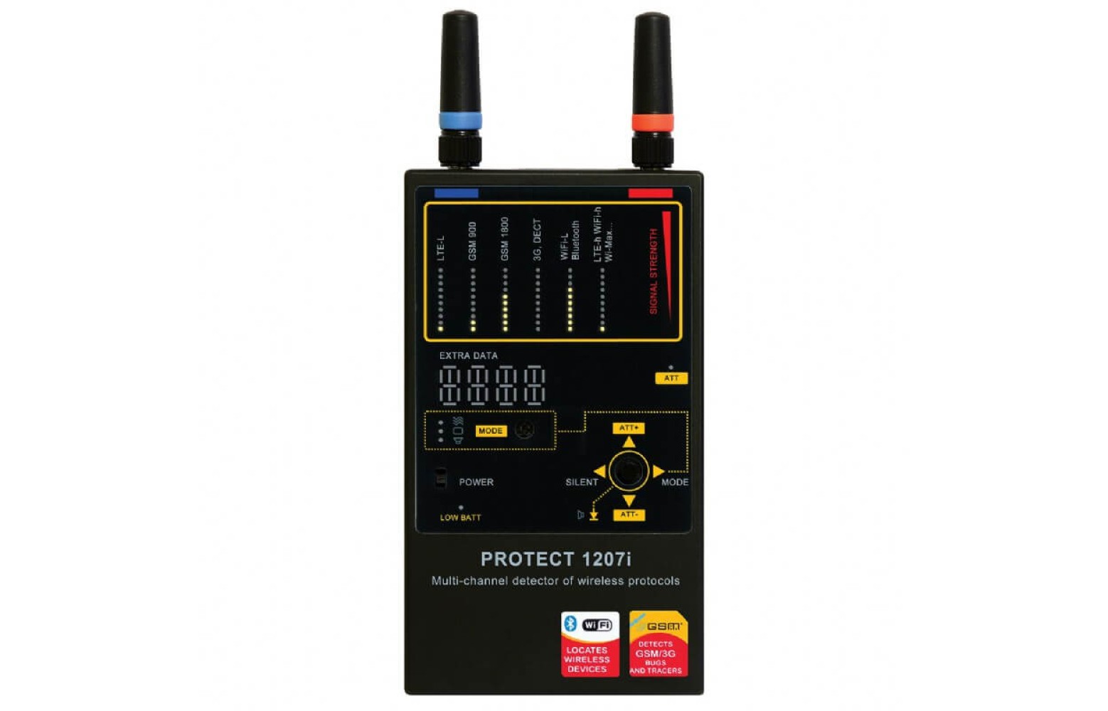 DIGISCAN LAB Protect 1207i – Professionele RF-detector voor afluisterapparatuur en GPS-signalen DIGISCAN LAB Protect 1207i RF detector voor fluisterapparatuur en GPS-tracking