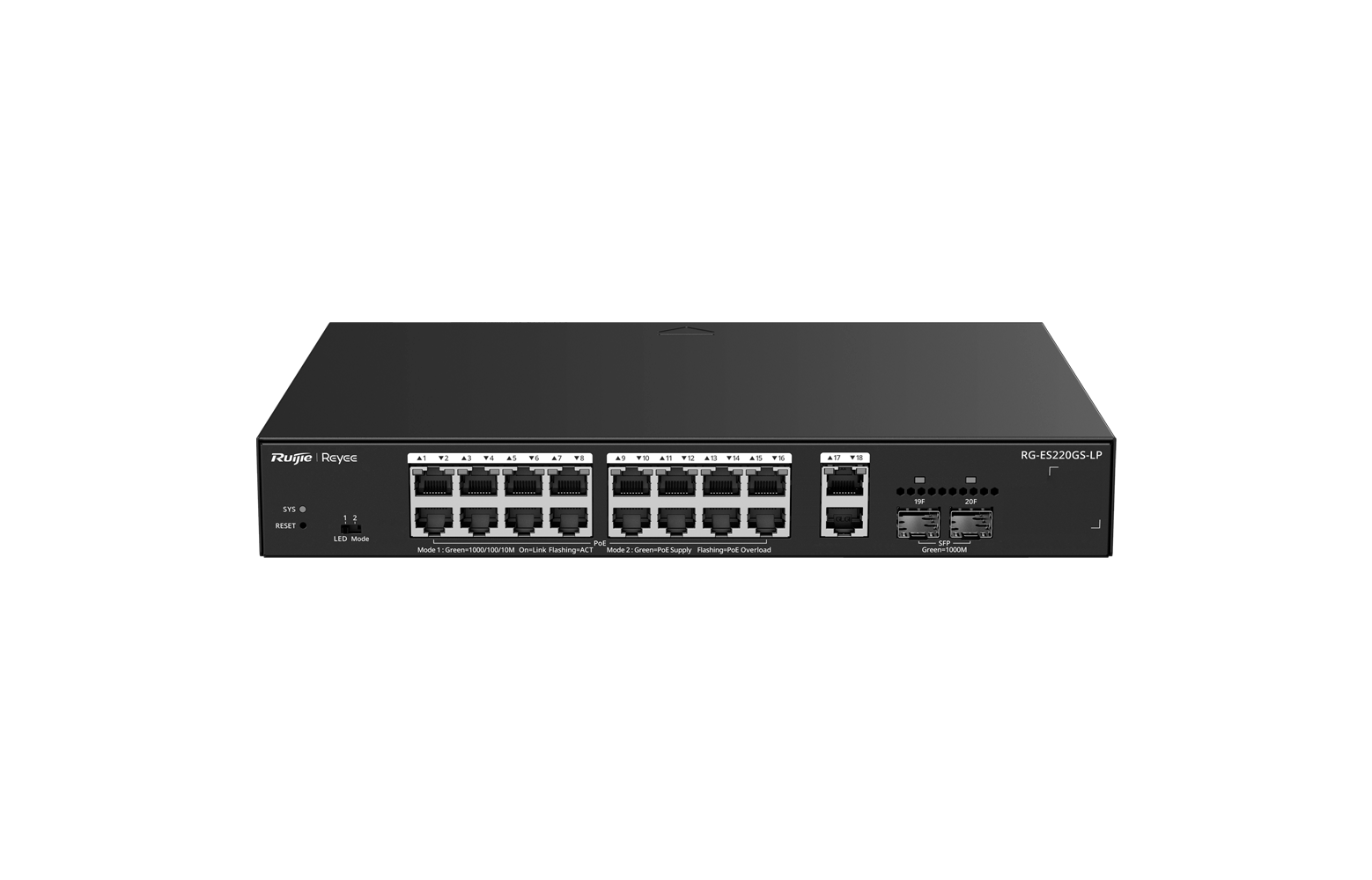 Ruijie Reyee RG-ES220GS-LP 20-poorts Cloud Managed Gigabit PoE+ Switch