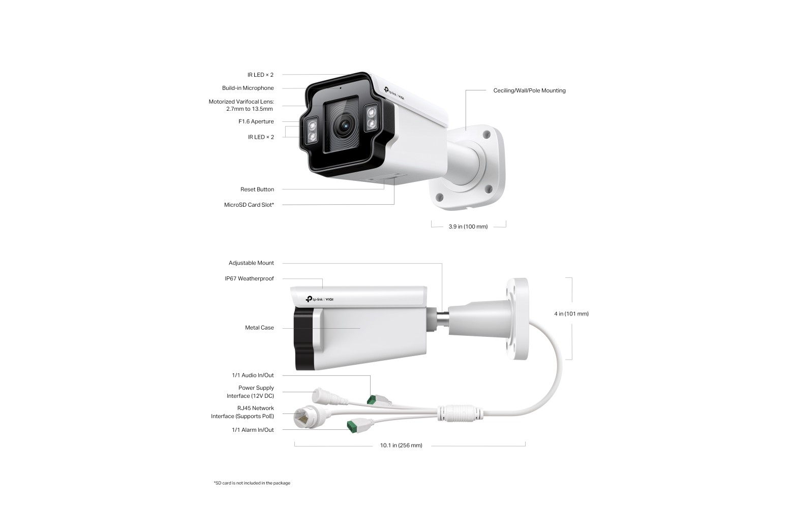 VIGI 4MP motorisierte Bullet-Kamera mit Varioobjektiv und 5-fach-Zoom