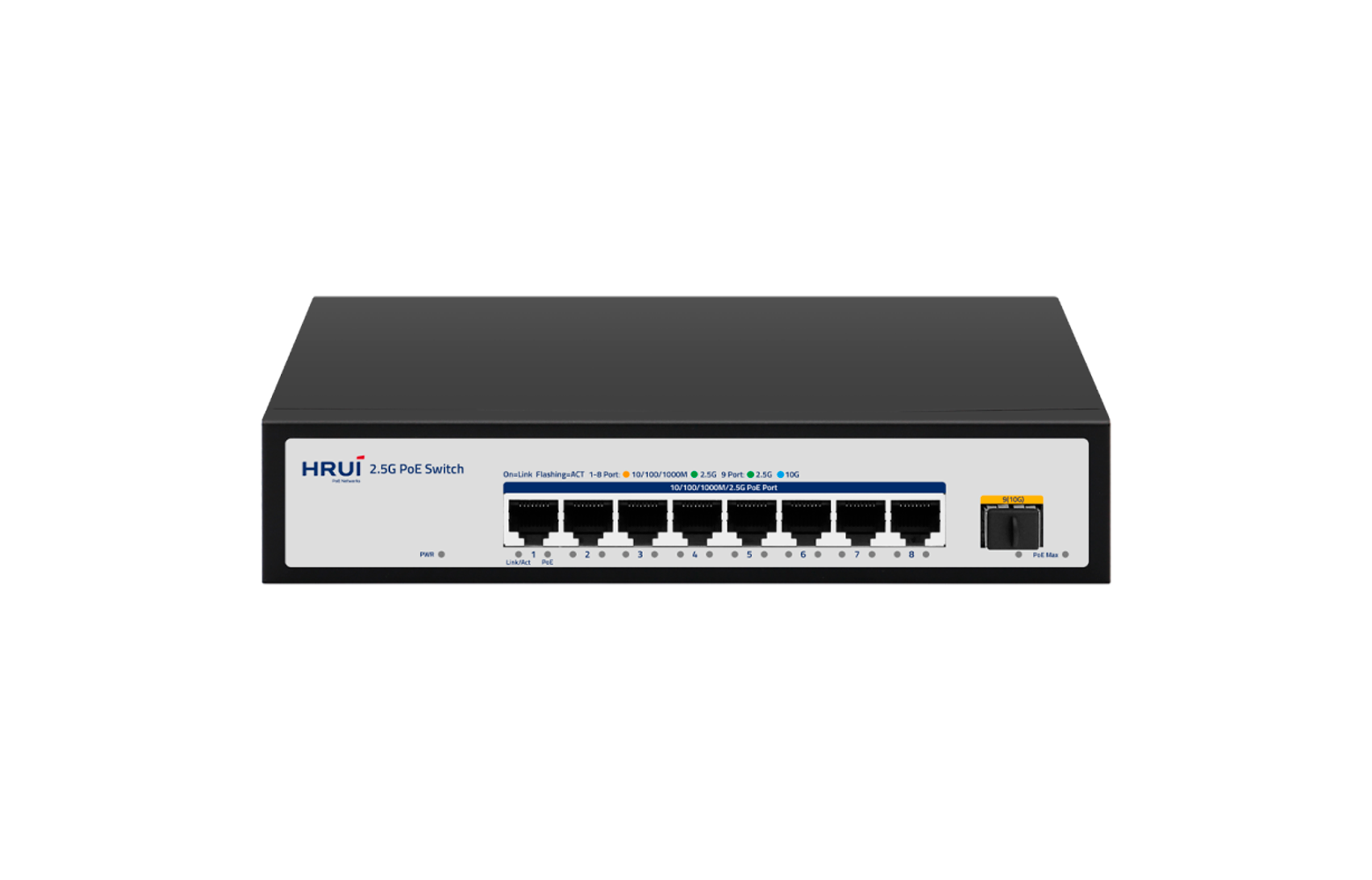 SW98HIPOE-2AZXF-150-V2 – 8-poorts 2,5G PoE Switch met 10G SFP Uplink SW98HIPOE-2AZXF-150-V2 2.5G PoE switch with 8 ports and 10G uplink