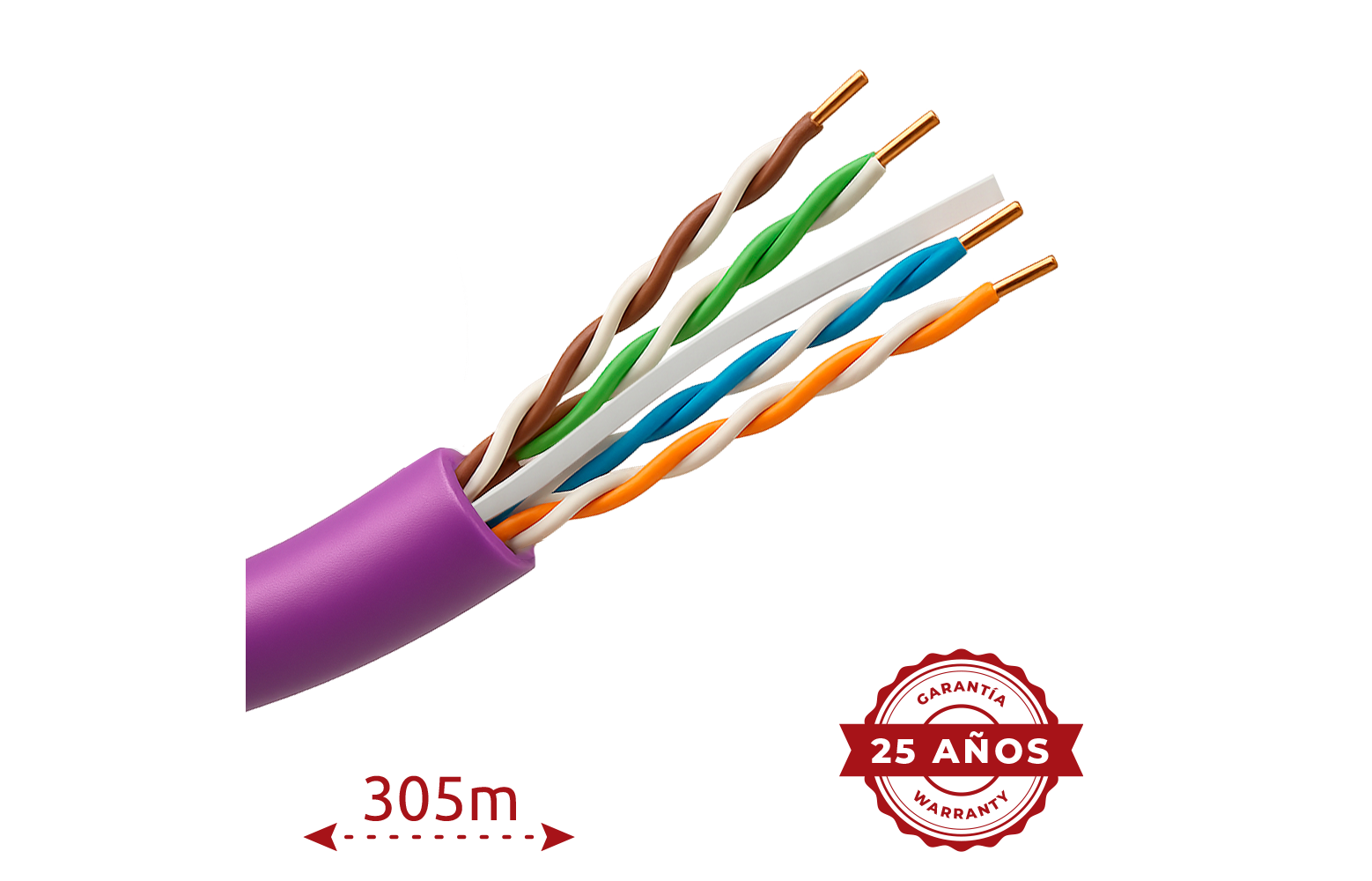 Câble Cat6 UTP 305 mètres sans halogène Dca violet