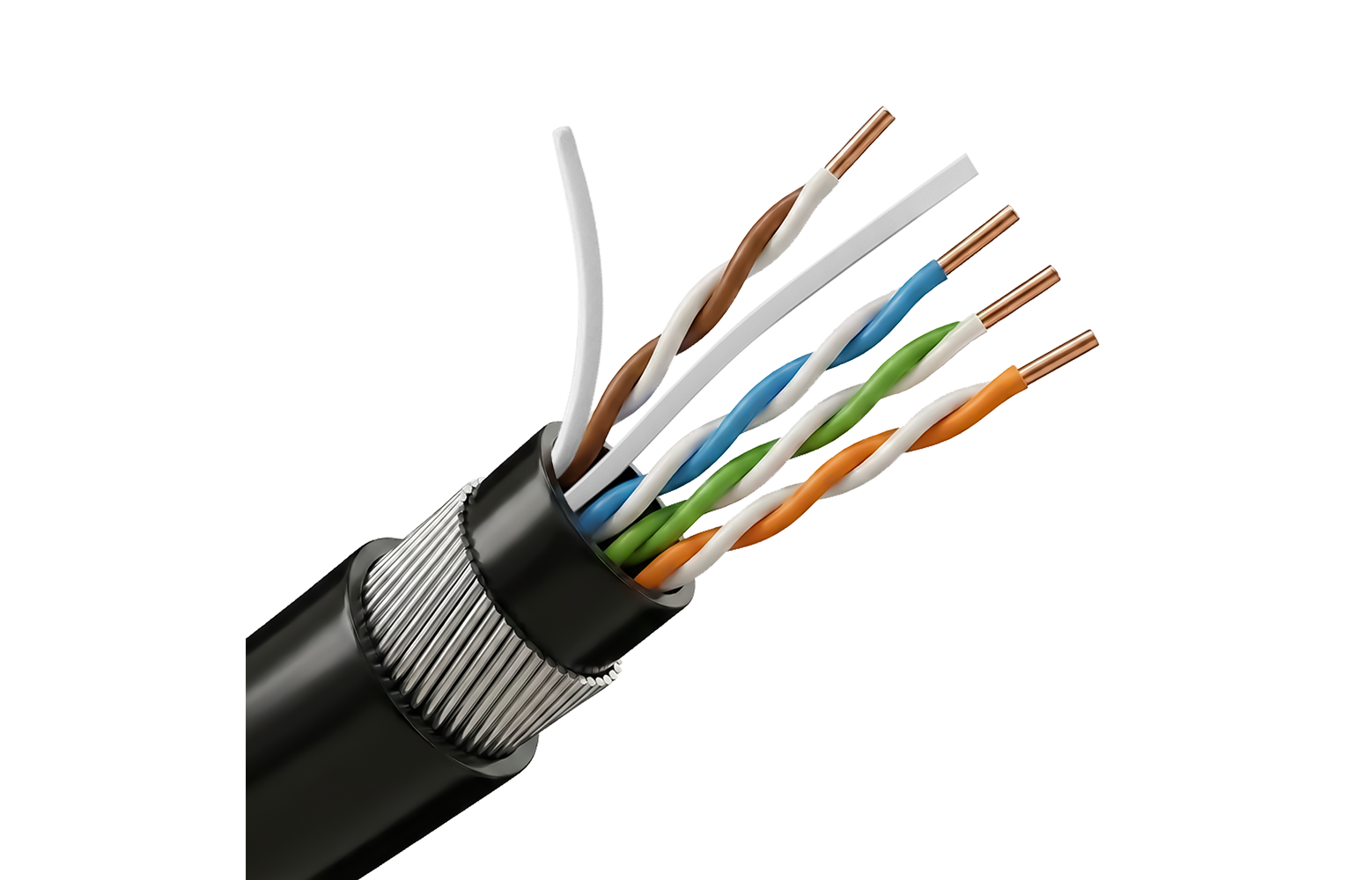 UTP6-305-BC-PE/PVC-ARM Cat6-Netzwerkkabel mit Stahlgeflecht UTP6-305-BC-PE/PVC-ARM Cat6-Netzwerkkabel mit Armierung, 305 Meter