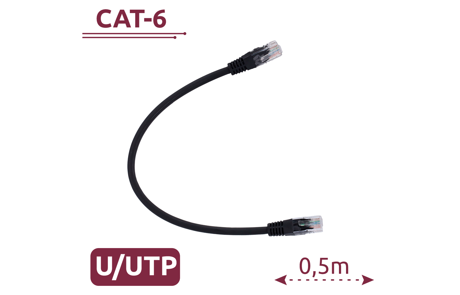 UTP6-H-05BK Câble UTP Cat6 0,5 mètre noir
