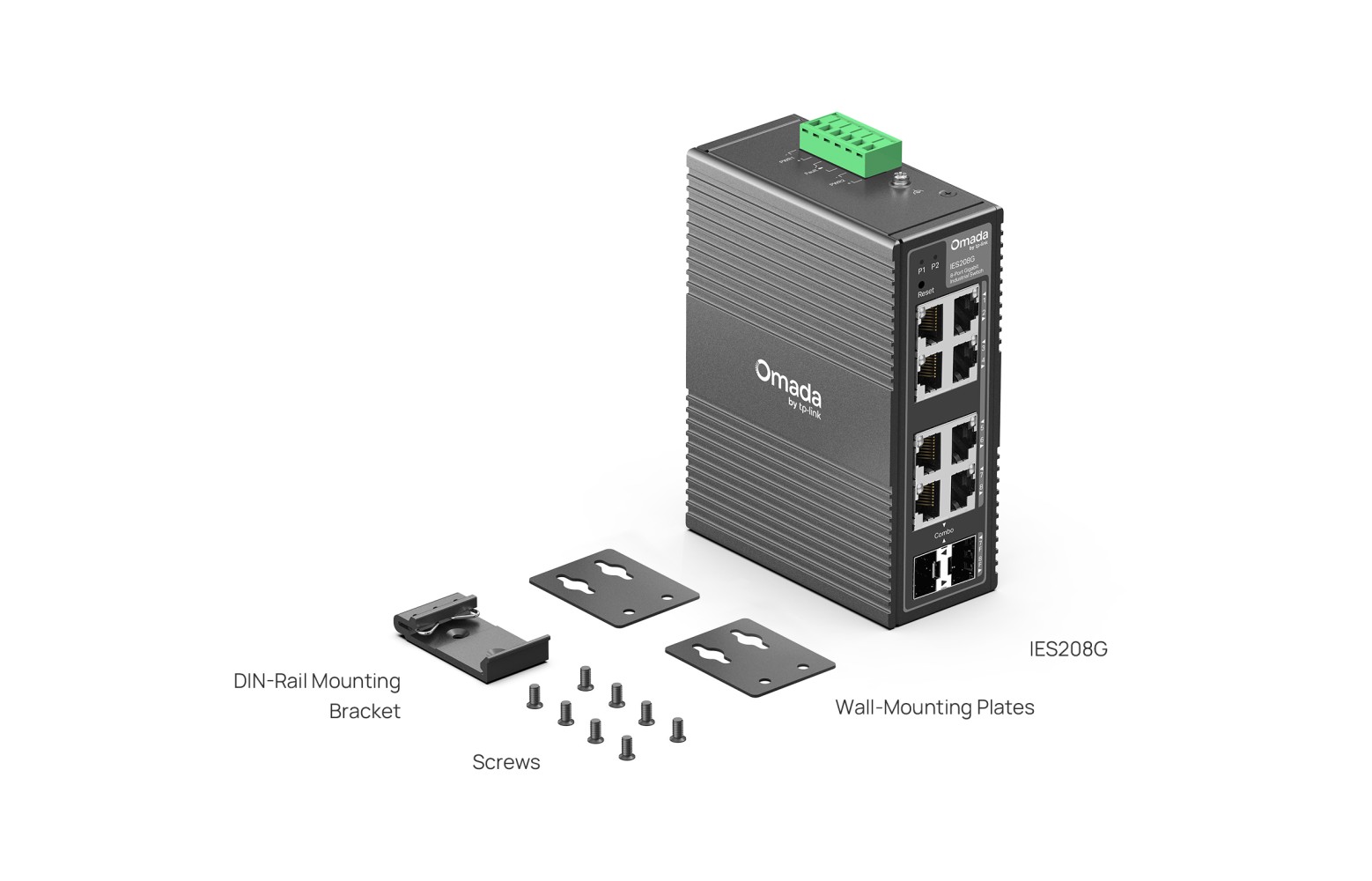 IES208G Omada Industrial Gigabit Switch – Rugged Design with Cloud Management IES208G Omada Industrial 8-Port Gigabit Switch with DIN-Rail Mounting